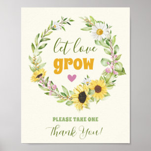 Affiche Prenez Un Plante Faveur Pot Tournesol Mariage Invi