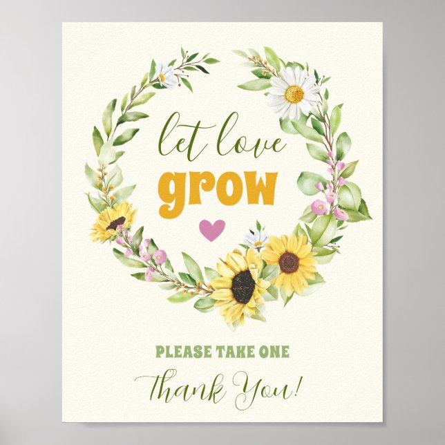Affiche Prenez Un Plante Faveur Pot Tournesol Mariage Invi (Devant)