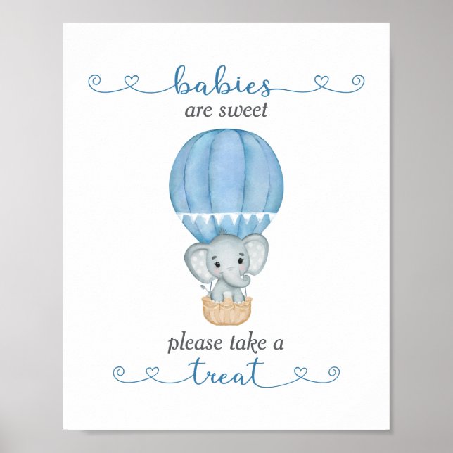 Affiche Prenez un traitement Blue Elephant Baby Boy Douche (Devant)