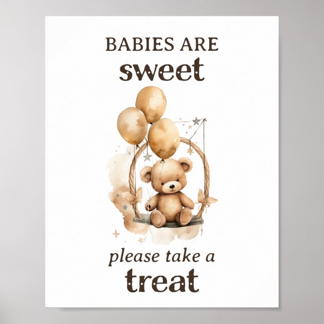 Affiche Prenez un traitement Teddy Bear Baby shower neutre (Devant)