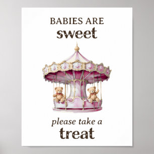 Affiche Prenez un Treat Teddy Bear Twin Girl Baby shower