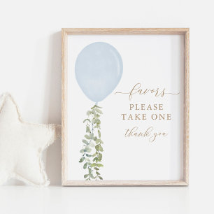 Affiche Prenez une Faveur Signer Baby shower Bleu Ballons