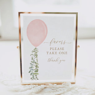 Affiche Prenez une Faveur Signer Baby shower de ballon ros