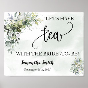 Affiche Prenons le thé avec la mariée eucalyptus Baby Show