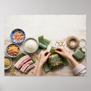 Affiche Préparation du gâteau commun vietnamien