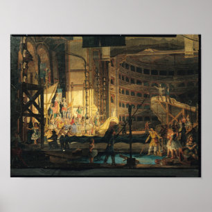 Affiche Préparation du paysage dans un théâtre