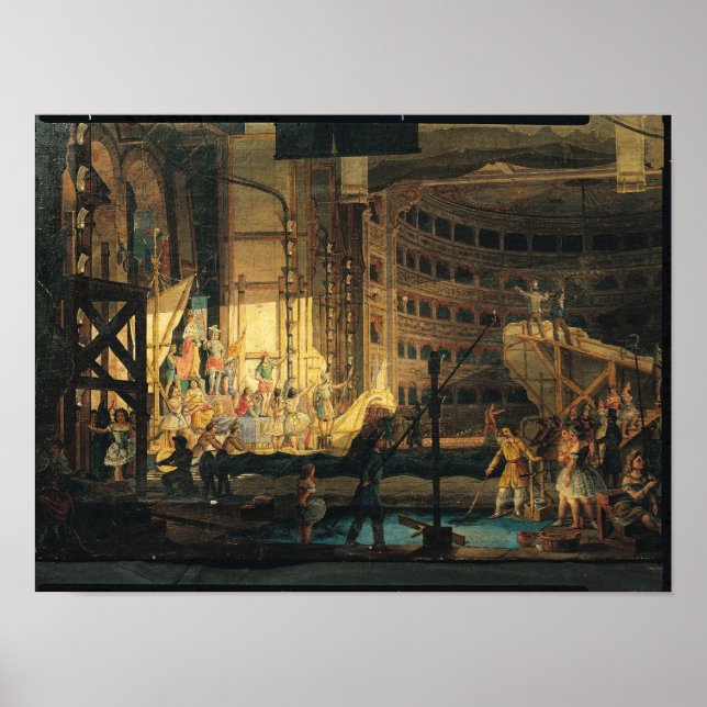 Affiche Préparation du paysage dans un théâtre (Devant)