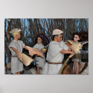 Affiche Préparation d'une chasse préhistorique.