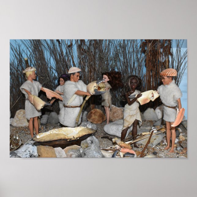 Affiche Préparer une chasse préhistorique. (Devant)