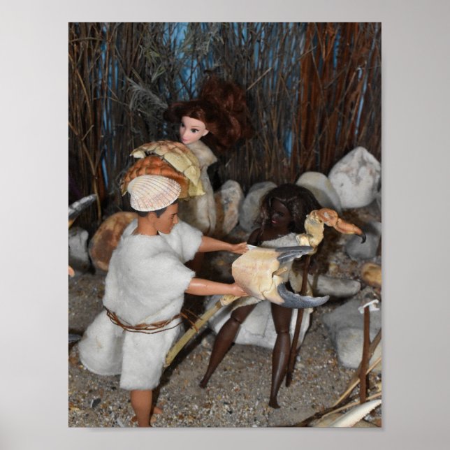 Affiche Préparer une chasse préhistorique. (Devant)