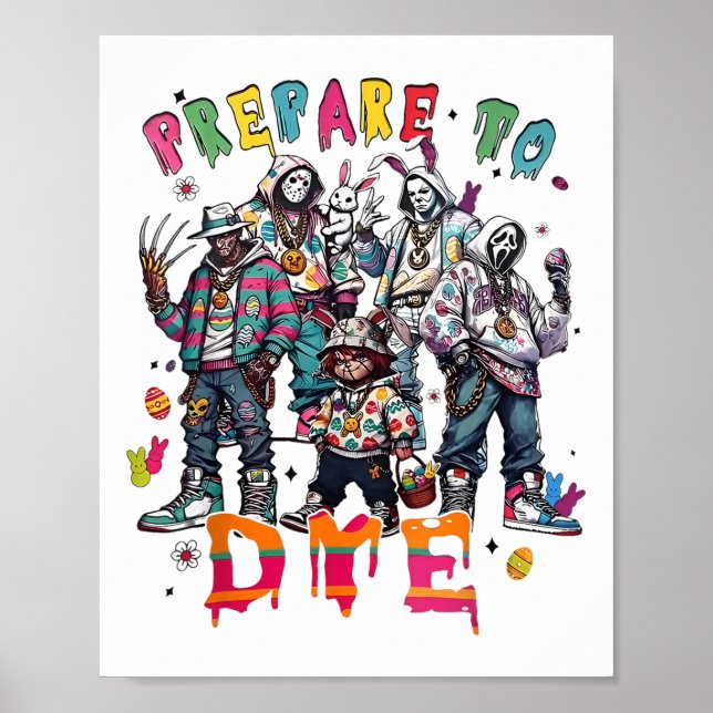 Affiche Préparez-Vous À Rétro Dye Horreur Pâques Bunny Pâq (Devant)