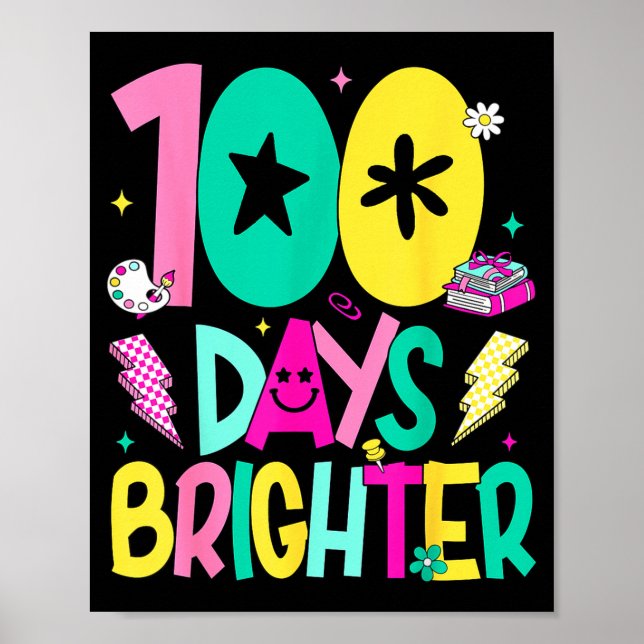 Affiche Preppy 100 Days Brighter Happy 100th Day Of School (Devant)