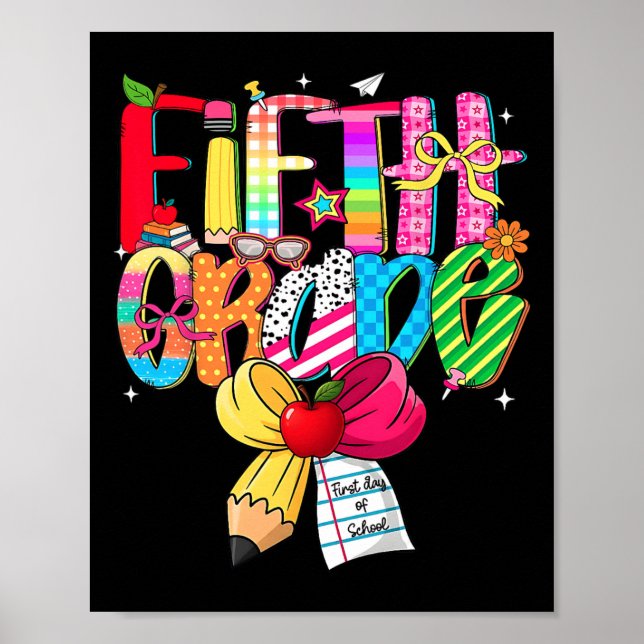 Affiche Preppy 5th Grade Dream Team Back To School Teacher (Devant)