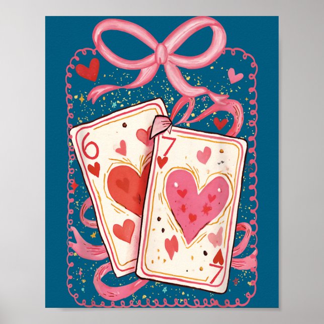Affiche Preppy 6 7 Valentine Couple Love Hearts Playing Ca (Devant)