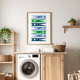 Affiche Preppy Blue Green Vêtements Pins Salle de blanchis