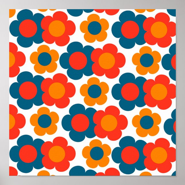 Affiche Preppy Blue Orange Hippie Motif (Devant)