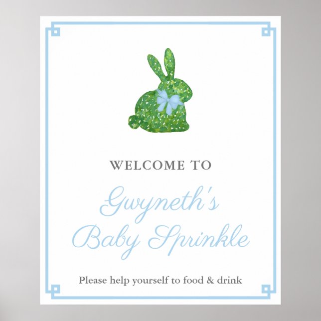 Affiche Preppy Boxwood Rabbit Boy Baby Sprinkl Bienvenue (Devant)