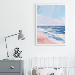 Affiche Preppy Coastal Beach Gouache Art