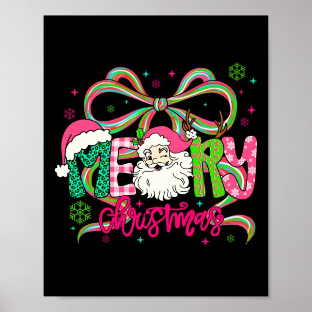 Affiche Preppy Coquette Bow Merry Christmas Santa Xmas Fam (Devant)