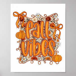 Affiche Preppy Coquette Fall Vibes Floral Citrouille Spice