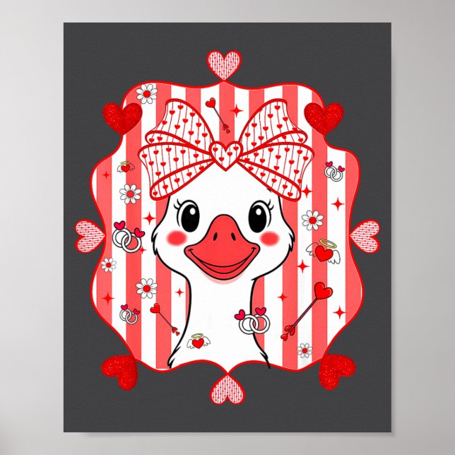 Affiche Preppy Cute Goose Coquette Bow Valentine's Day Wom (Devant)