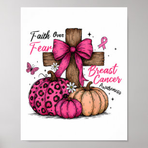 Affiche Preppy Faith Over Fear Coquette Christian Cross Pu