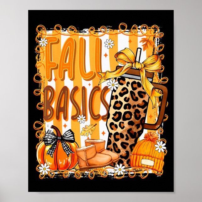 Affiche Preppy Fall Basics Coquette Bow Pumpkin Autumn Wom (Devant)