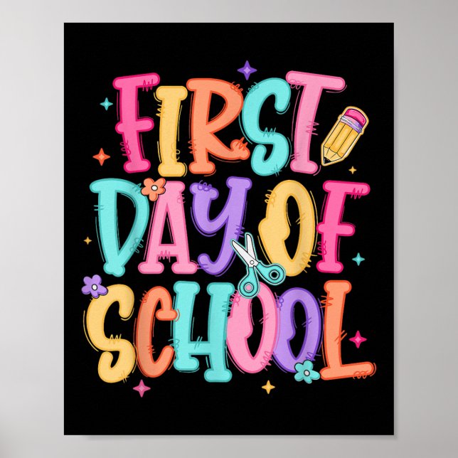 Affiche Preppy First Day Of School Teacher Girls Kids Back (Devant)