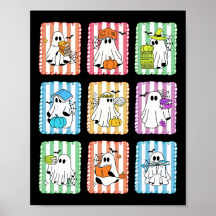 Affiche Preppy Ghost Lecture Livres Enseignant Halloween L