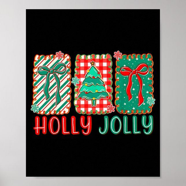 Affiche Preppy Holly Xmas Jolly Vibes Bow Christmas Girl W (Devant)