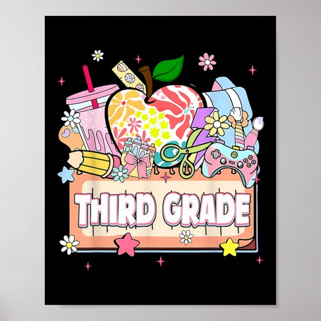 Affiche Preppy Kids Third Grade Grad 2025 Preschool 3rd Gr (Devant)