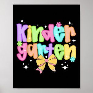 Affiche Preppy Kindergarten Teacher Team Bow Retour À L'Éc