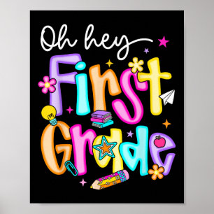 Affiche Preppy Oh Hey 1ère année Retour à l'école Enseigna