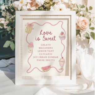 Affiche Préppy Pastel Pink Stripes Dessert Bar
