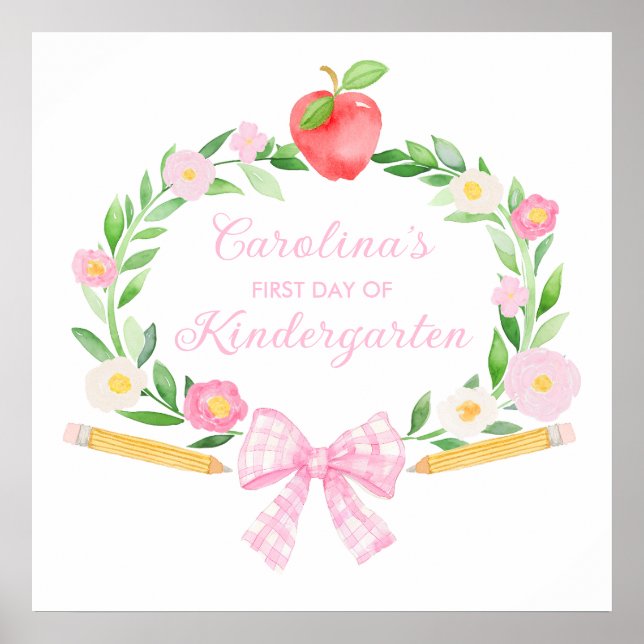 Affiche Preppy Personnalisé Premier jour de l'école Bow (Devant)