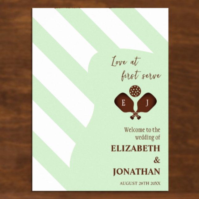 Affiche Preppy Pickleball Stripes Wedding (Créateur téléchargé)