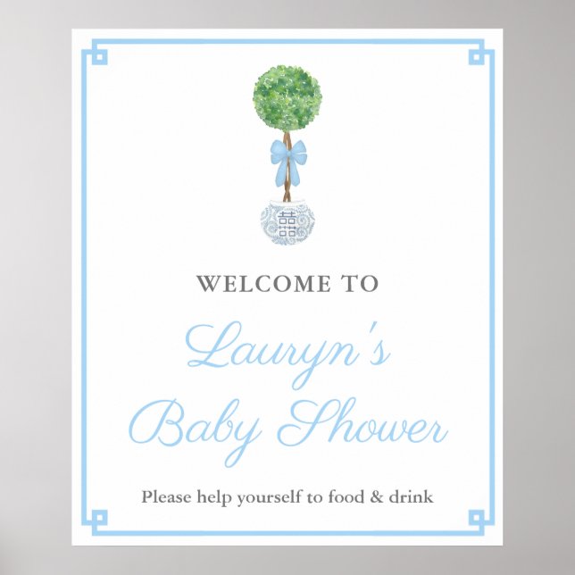 Affiche Preppy Topiary Ginger Jar Boy Baby Shower Welcome (Devant)