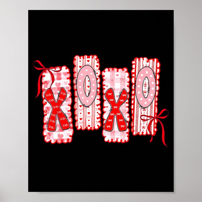 Affiche Preppy Xoxo Coquette Bow Hearts Valentine's Day Wo (Devant)