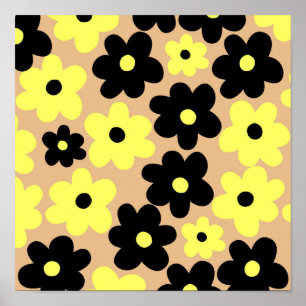 Affiche Preppy Yellow Black Hippie Motif