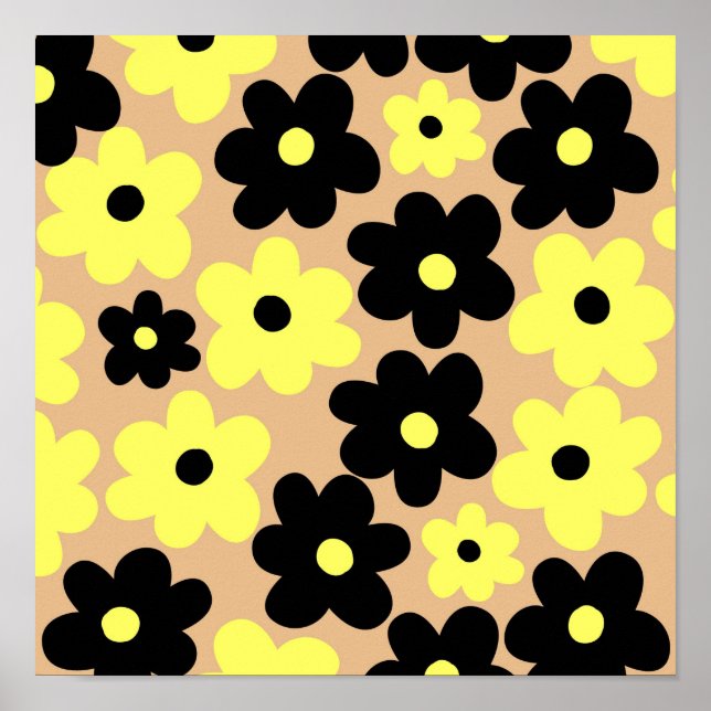 Affiche Preppy Yellow Black Hippie Motif (Devant)