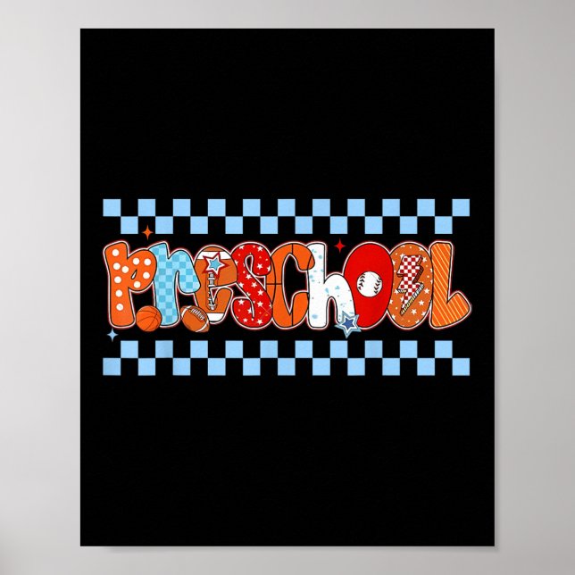 Affiche Preschool Pre-k Boy Baseball Basketball Football S (Devant)