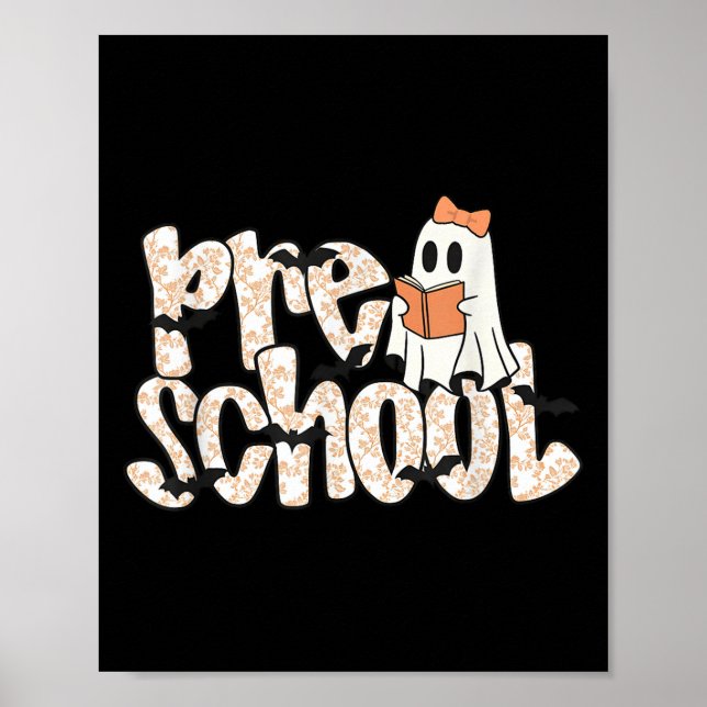 Affiche Preschool Teacher Halloween Ghost Teacher Reading  (Devant)