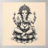 Présence divine : Ganesha Charcoal Art