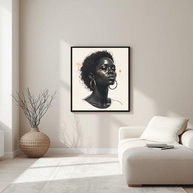 Affiche Présence Dorée – L'Art de Portrait Moderne VI (Créateur téléchargé)