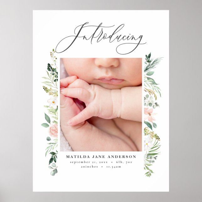 Affiche Présentation de photo blush rose floral élégant (Devant)