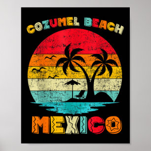 Affiche Présente Family Vintage Retro Mexico Cozumel Beach