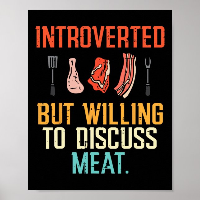 Affiche Présenté, mais prêt Discuter Viande Barbecue Barbe (Devant)