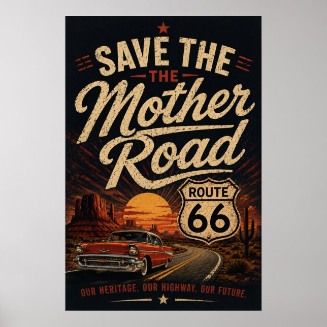 Affiche Préservation des voitures classiques de la route 6 (Devant)