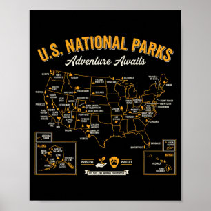 Affiche Préserver Protéger 63 Parcs Nationaux Aventure