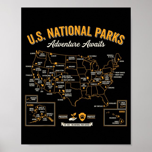 Affiche Préserver Protéger 63 Parcs Nationaux Aventure (Devant)